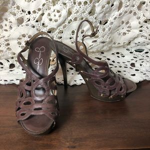 Faux Wooden and Leather Heels